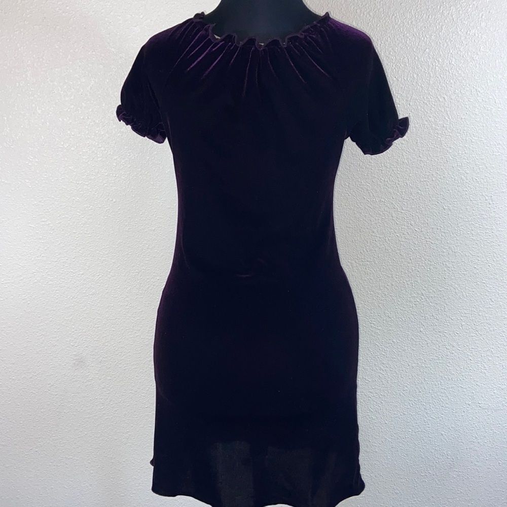 Vintage Handmade Womens Dress Burgundy Velvet Size S Approximately S - Picture 8 of 16